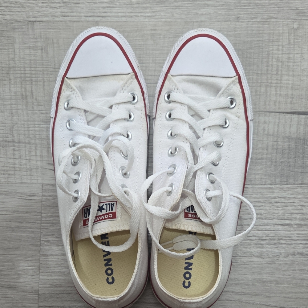 Converse White and Red Low-Top Sneakers